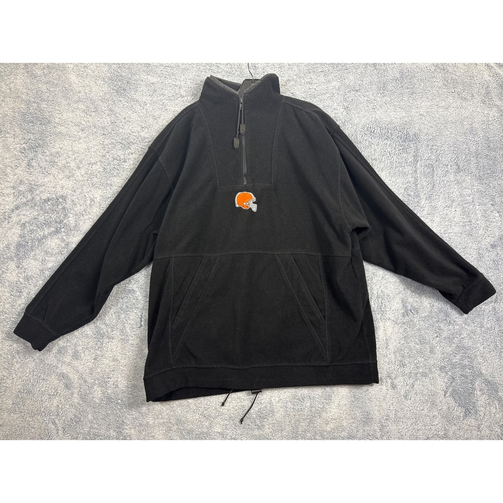 NFL Cleveland Browns Fleece Quarter Zip Pullover Black Embroidered Logo XL
